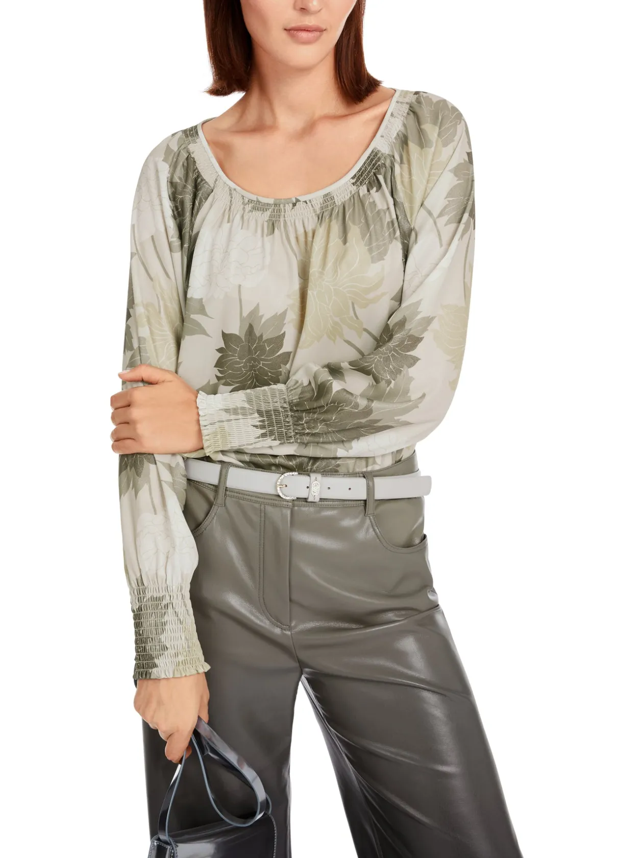 marc_cain_sage_green_slip_1.webp MARC CAIN Sage Green Slip on Floral Blouse