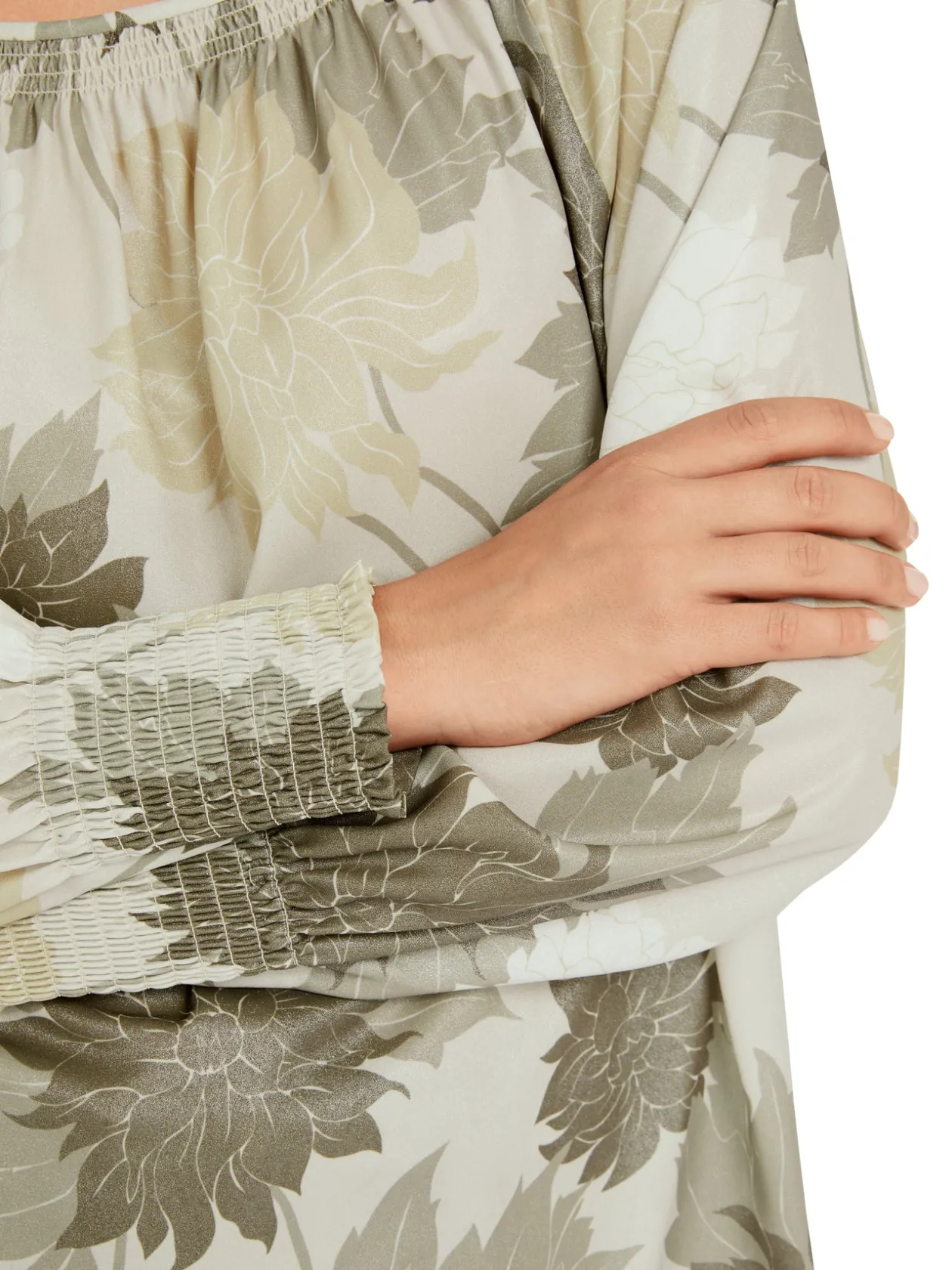 marc_cain_sage_green_slip_2.webp MARC CAIN Sage Green Slip on Floral Blouse