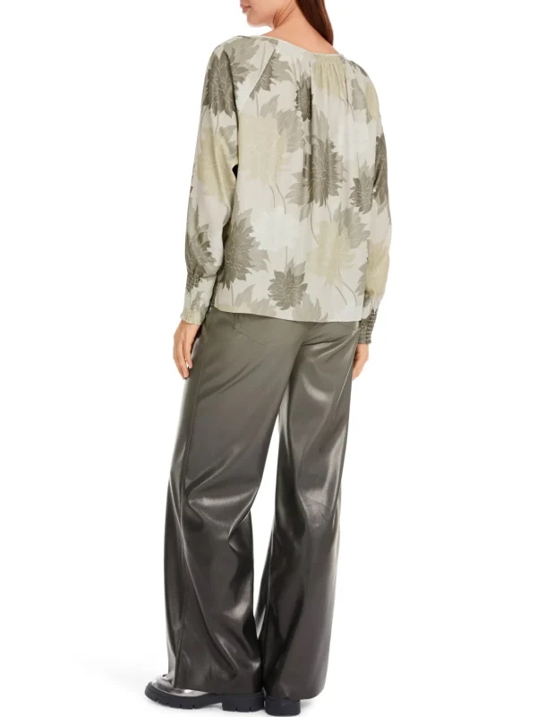 MARC CAIN Sage Green Slip on Floral Blouse