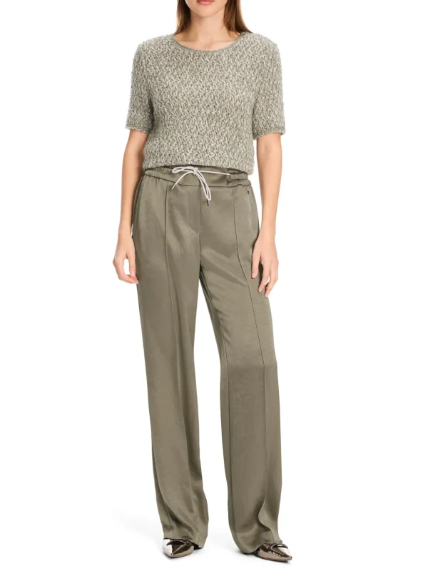 MARC CAIN Sage Green trousers with fine shimmer