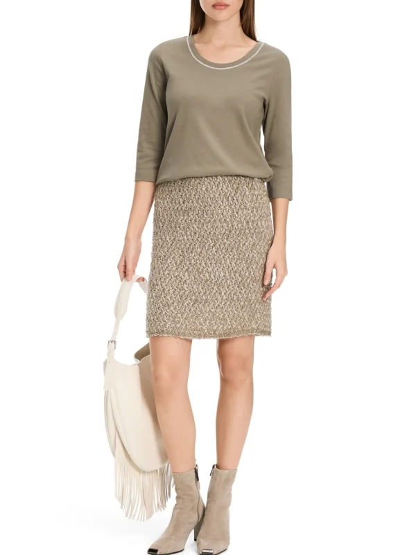 MARC CAIN Sage Green t-Shirt with rhinestones