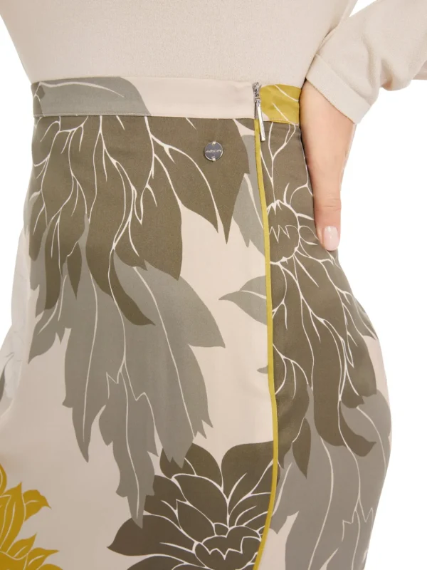 MARC CAIN Shiny Silk Floral Skirt