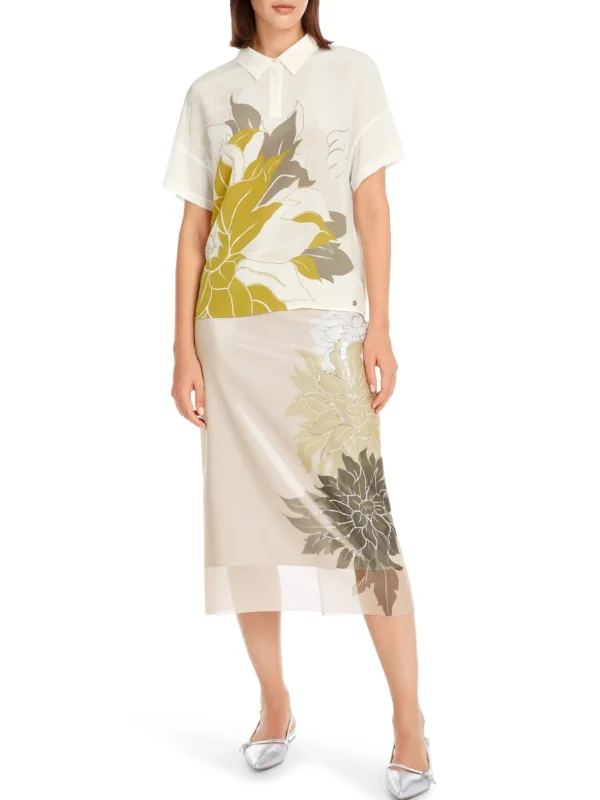 MARC CAIN Silk blouse with floral pattern
