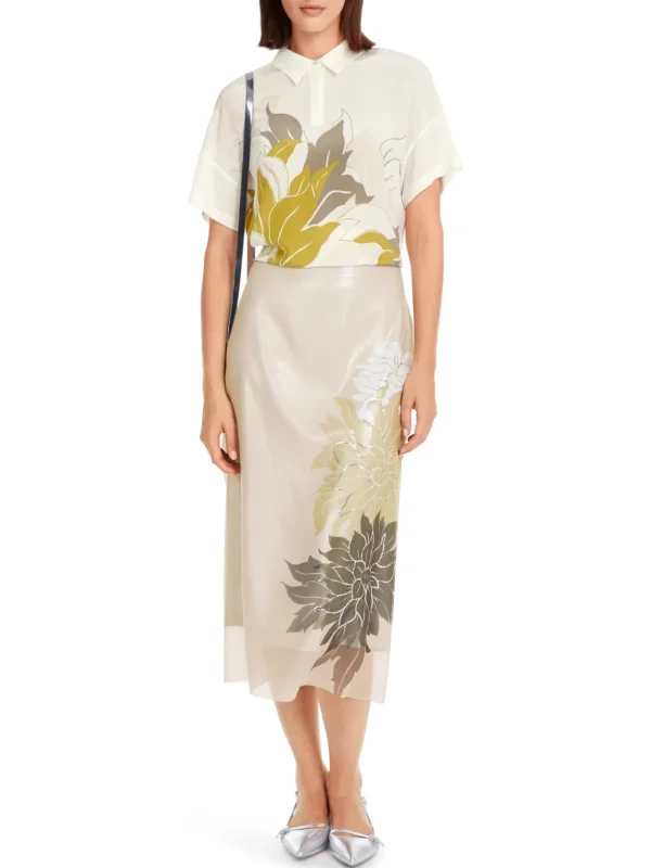 MARC CAIN Silk blouse with floral pattern