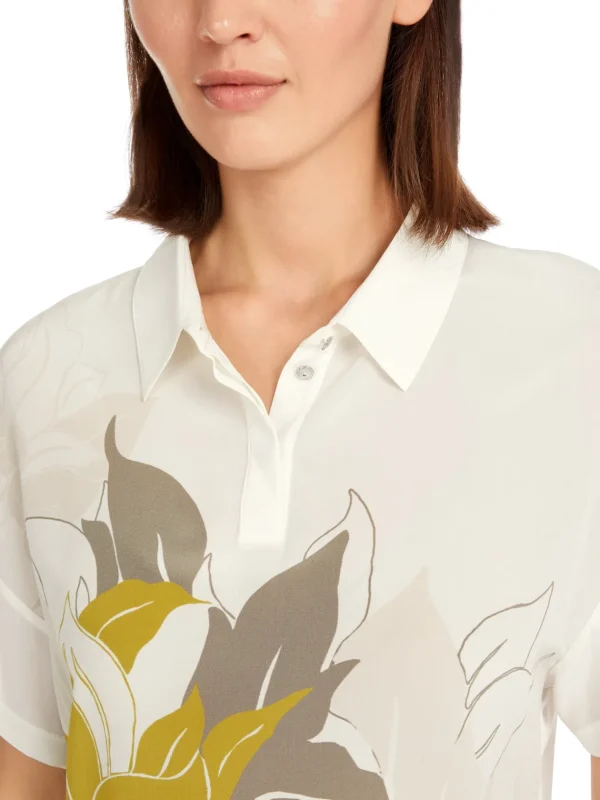 MARC CAIN Silk blouse with floral pattern