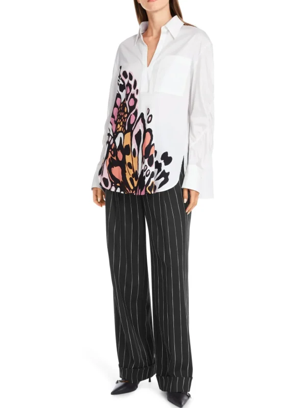 MARC CAIN White Blouse with Butterfly pattern