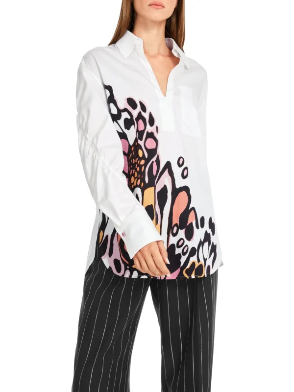 MARC CAIN White Blouse with Butterfly pattern