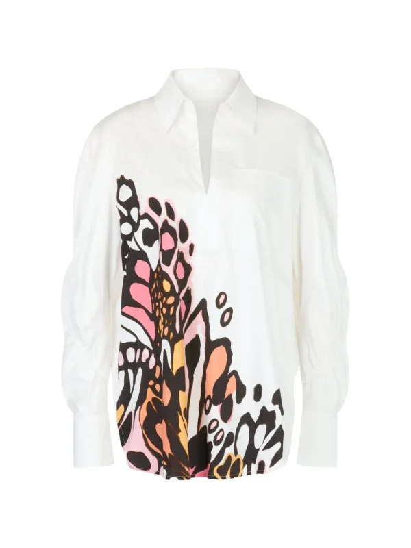 MARC CAIN White Blouse with Butterfly pattern