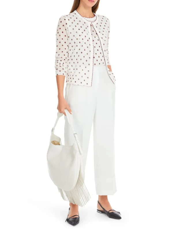 MARC CAIN White Cardigan With Red Spots
