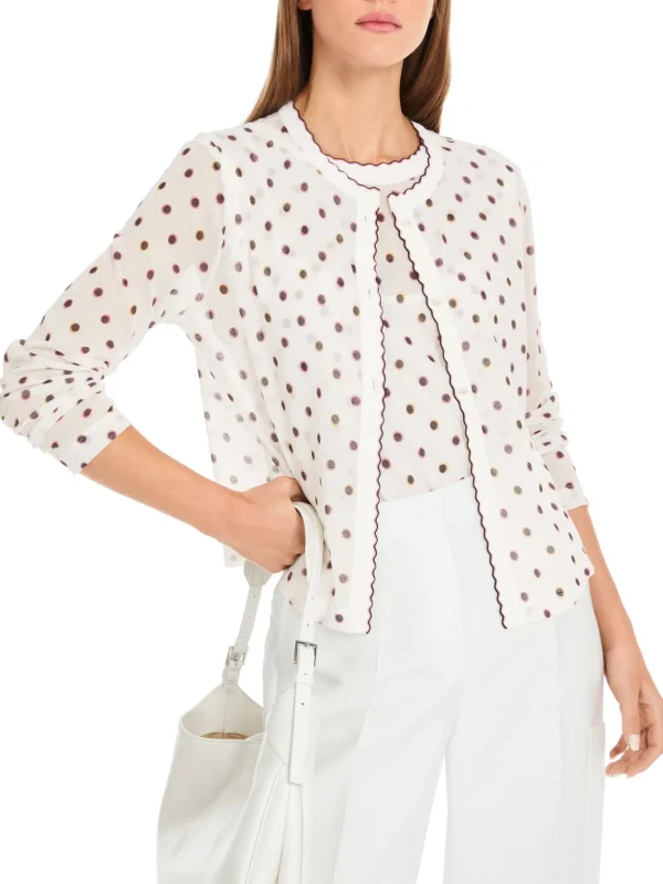 MARC CAIN White Cardigan With Red Spots