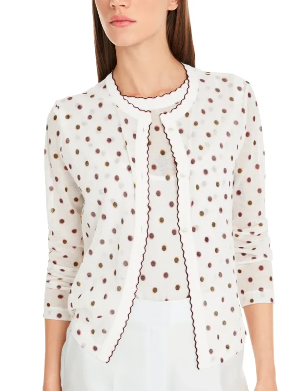 MARC CAIN White Cardigan With Red Spots