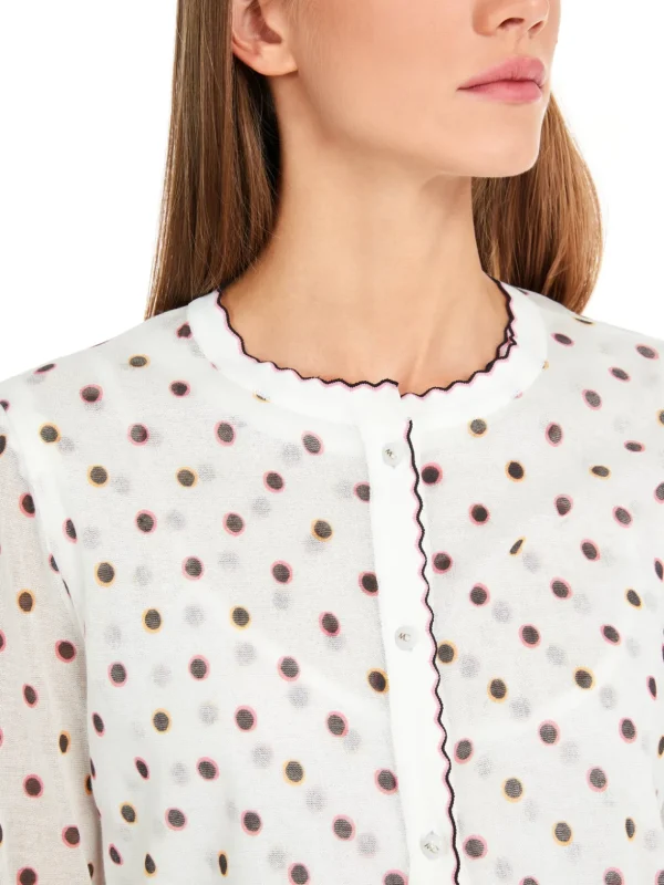 MARC CAIN White Cardigan With Red Spots