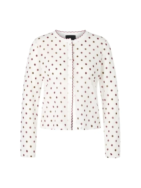 MARC CAIN White Cardigan With Red Spots
