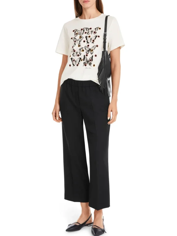 MARC CAIN White t-Shirt With Black Butterflies & Dots
