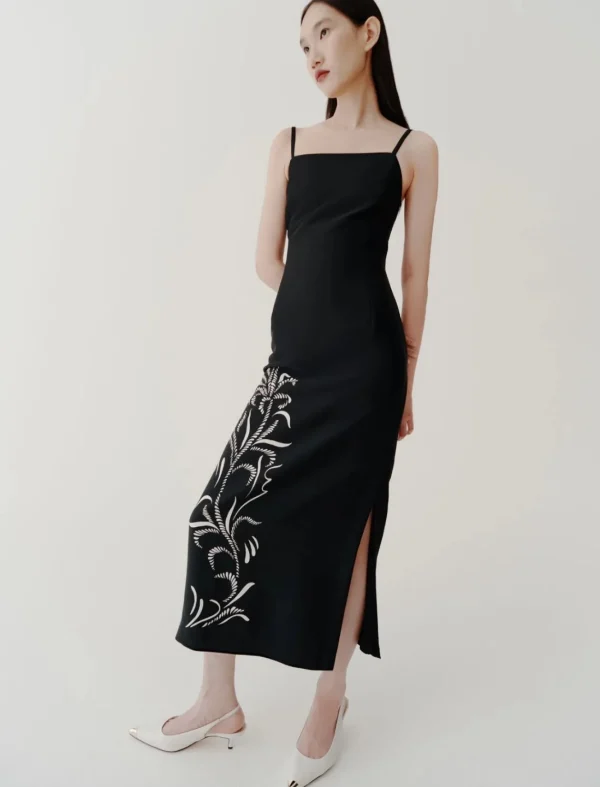 MARELLA Black Satin Sheath Dress