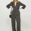 MARELLA Black Silk Polka Dot Trousers
