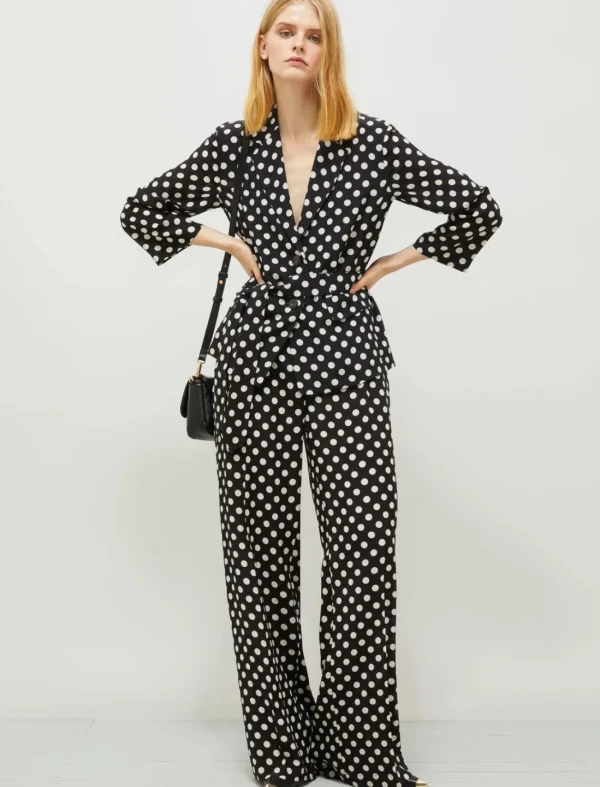 MARELLA Black Silk Polka Dot Trousers