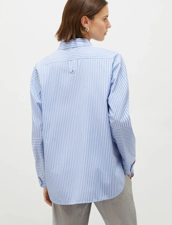 MARELLA Blue Pinstripe Rose Shirt