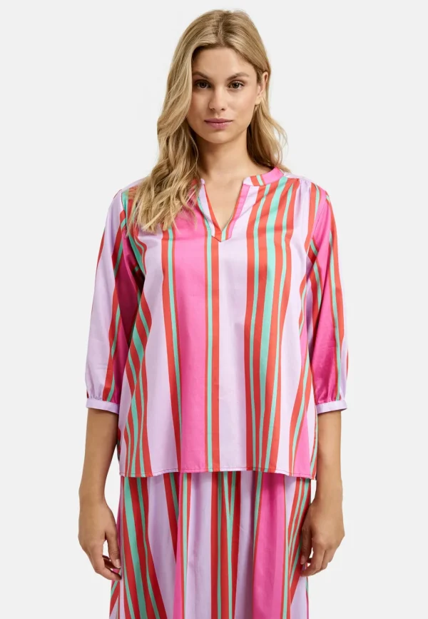 MILANO Pink Stripy Silk Blouse