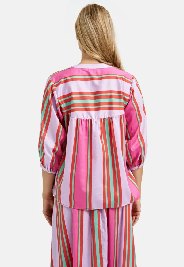 MILANO Pink Stripy Silk Blouse
