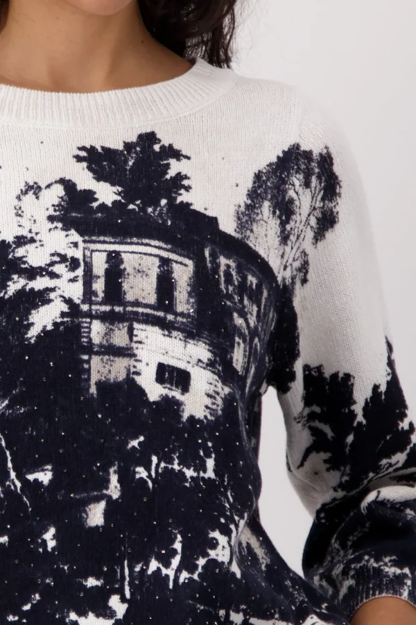 MONARI Dark Blue Abstract Pullover