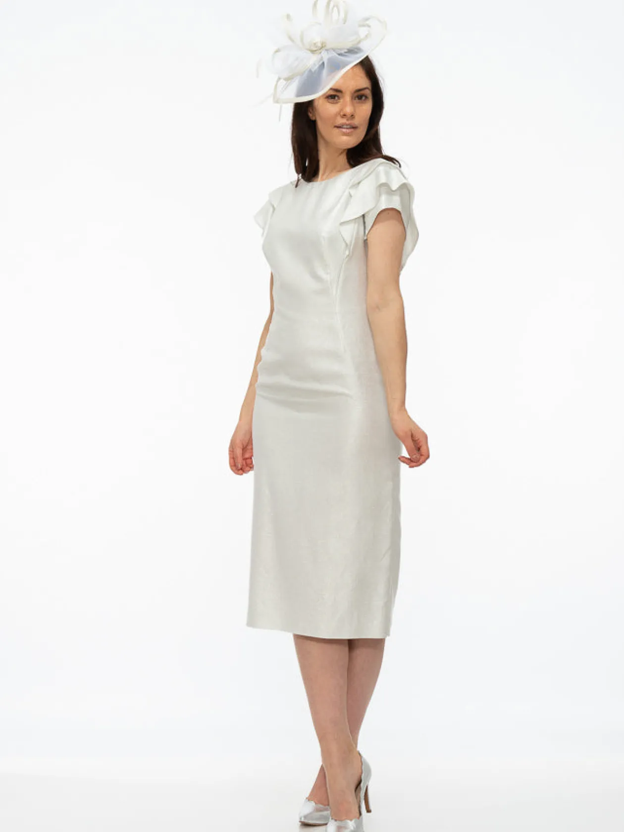 paola_silver_sparkle_ruff_2.webp Paola Silver Sparkle Ruffle Sleeve Dress